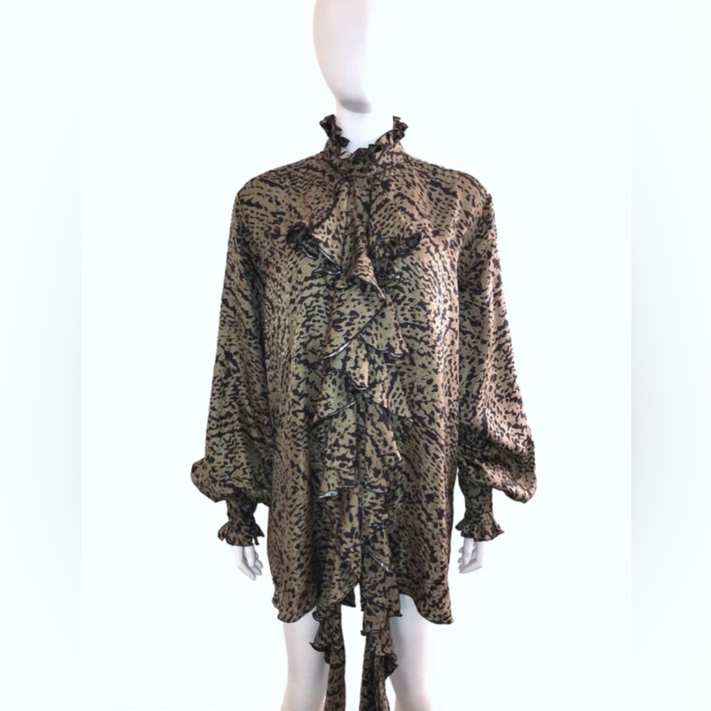 Redemption Animal Printed Ruffle Front Oversized Blouse Size 38 (size 8 US)